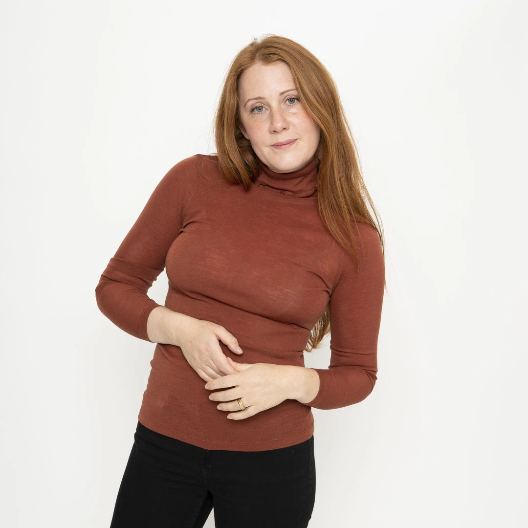 Minimalisma Womens Merino Turtleneck Top - Rhubarb 7 Minimalisma Womens Merino Turtleneck Top - Rhubarb