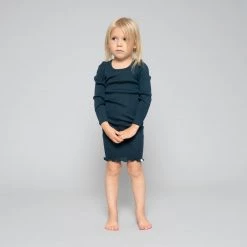Minimalisma Merino Wool Alda Night Dress - Navy Teal Dresses & Skirts