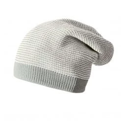 Disana Knitted Merino Long Beanie - Grey/Natural