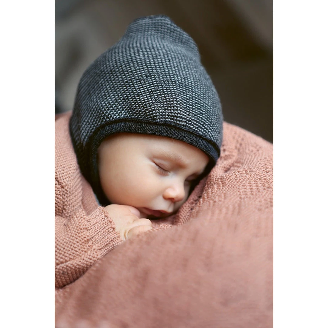 Bonnets Disana Knitted Merino Bonnet - Navy/Blue 4 Bonnets Disana Knitted Merino Bonnet - Navy/Blue