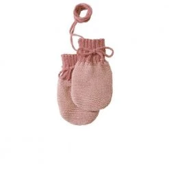Disana Knitted Organic Merino Mittens - Rose/Natural