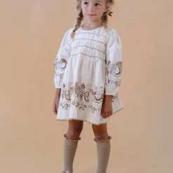 Apolina Sale Kari Smock Dress - Folk Floral Cream