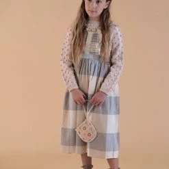 Apolina Lena Pinafore Dress - Blanket Check Cream Sale