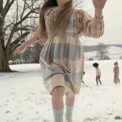 Apolina Lena Pinafore Dress - Blanket Check Cream Sale