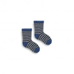 Lisa B. Baby Pin Stripe Wool & Cashmere Socks - Denim