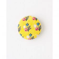 Lazybones Yellow Floral Button Brooch