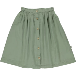 Poudre Organic Organic Cotton Long Button Skirt - Oil Green Dresses & Skirts