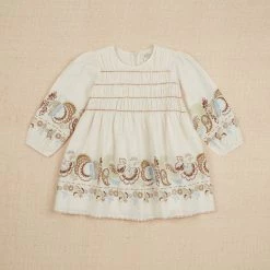 Apolina Sale Kari Smock Dress - Folk Floral Cream