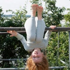 Serendipity Organics Tops Organic Cotton Child Long Tee - Lake/Off White Stripe