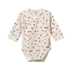 Nature Baby Long Sleeve Kimono Bodysuit - Mushroom Valley Print