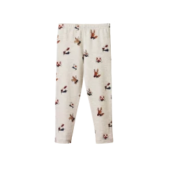 Nature Baby Organic Cotton Leggings - Bunny Garden Light Grey Marl Print