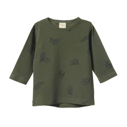 Nature Baby New Long Sleeve River Tee - Oak Leaf Thyme Print