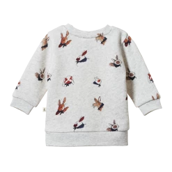 Nature Baby Emerson Sweater - Bunny Garden Light Grey Marl Print Sale
