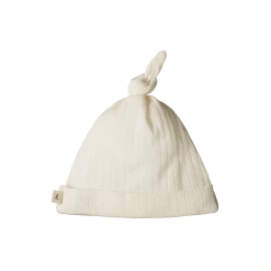 Nature Baby Merino Pointelle Knotted Beanie - Natural New