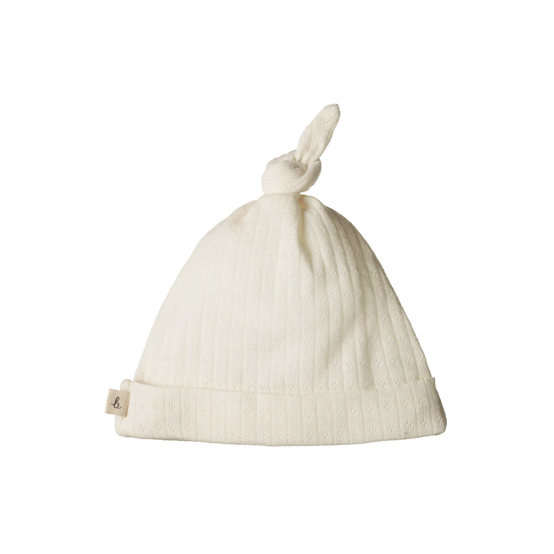 Nature Baby Merino Pointelle Knotted Beanie - Natural New 4 Nature Baby Merino Pointelle Knotted Beanie - Natural New
