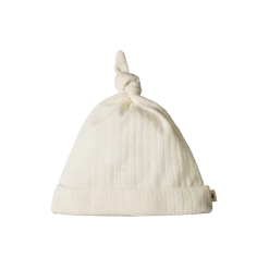 Nature Baby Merino Pointelle Knotted Beanie - Natural New