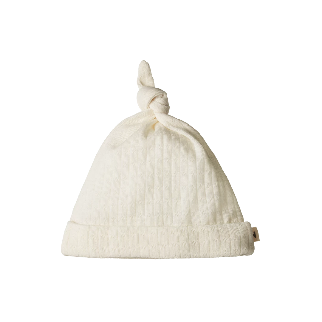 Nature Baby Merino Pointelle Knotted Beanie - Natural New 3 Nature Baby Merino Pointelle Knotted Beanie - Natural New