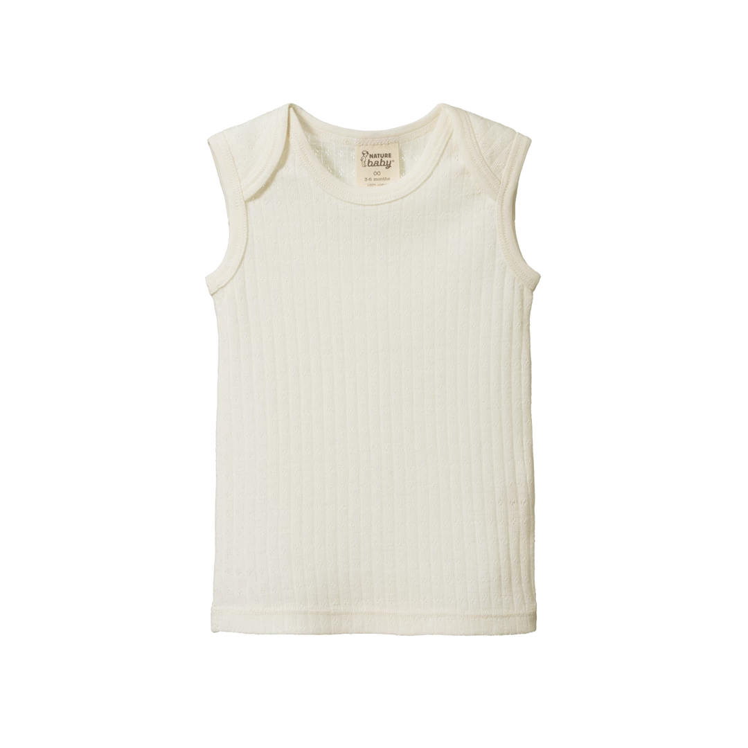 Nature Baby Merino Pointelle Singlet - Natural New 4 Nature Baby Merino Pointelle Singlet - Natural New