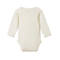 Nature Baby Merino Pointelle Long Sleeve Body Suit - Natural New