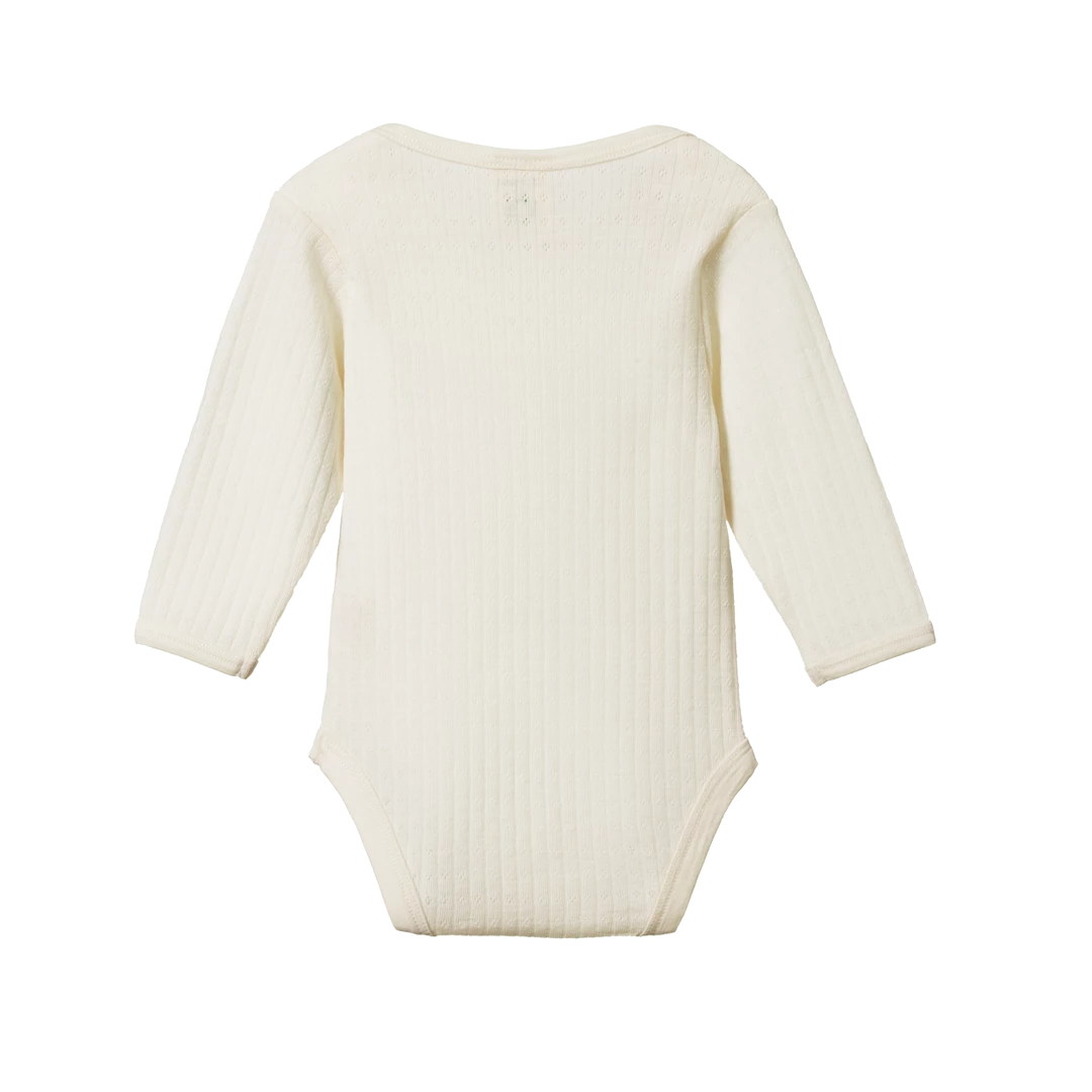 Nature Baby Merino Pointelle Long Sleeve Body Suit - Natural New 4 Nature Baby Merino Pointelle Long Sleeve Body Suit - Natural New