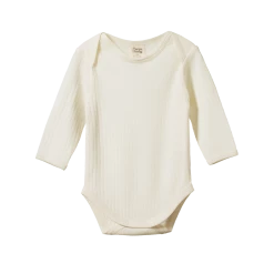Nature Baby Merino Pointelle Long Sleeve Body Suit - Natural New