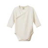 Nature Baby New Merino Pointelle Long Sleeve Kimono Bodysuit - Natural