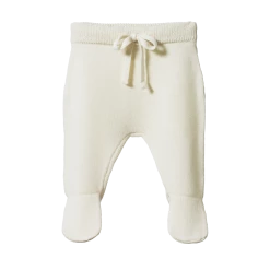 Nature Baby New Merino Knit Footed Rompers - Natural