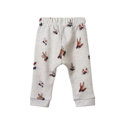 Nature Baby Sunday Track Pants - Bunny Garden Light Grey Marl Print