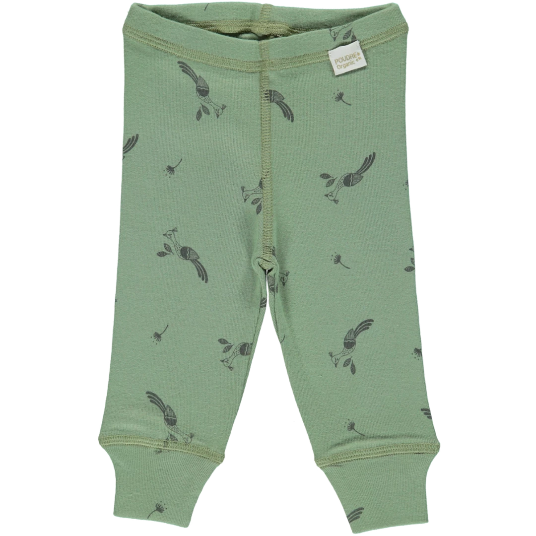Poudre Organic Leggings & Pants Organic Cotton Leggings - Oil Green Peacock Motif 3 Poudre Organic Leggings & Pants Organic Cotton Leggings - Oil Green Peacock Motif