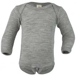 Engel Wool/Silk Long Sleeved Bodysuit – Grey Melange Bodies & Jumpsuits