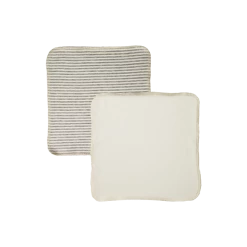 Nature Baby New Jersey Face Cloths - Natural/Grey Marl Stripe (10 Pack)