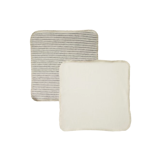 Nature Baby New Jersey Face Cloths - Natural/Grey Marl Stripe (10 Pack) 3 Nature Baby New Jersey Face Cloths - Natural/Grey Marl Stripe (10 Pack)
