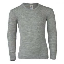 Engel Long Sleeved Top In Wool/Silk - Grey Melange