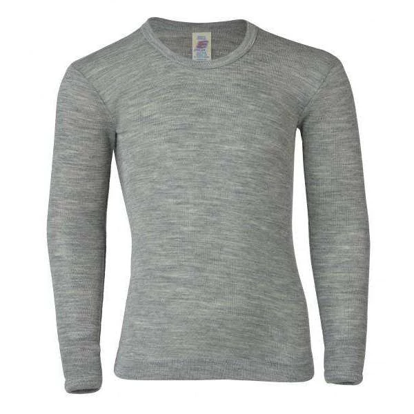 Engel Long Sleeved Top In Wool/Silk - Grey Melange 3 Engel Long Sleeved Top In Wool/Silk - Grey Melange