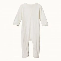 Nature Baby Pointelle Henley Pyjama Suit - Natural Bodies & Jumpsuits