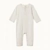 Nature Baby Pointelle Henley Pyjama Suit - Natural Bodies & Jumpsuits