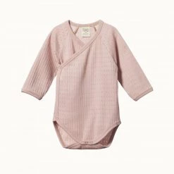 Nature Baby Pointelle Kimono Bodysuit - Rosebud Bodies & Jumpsuits