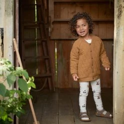 Nature Baby Organic Cotton Leggings - Bunny Garden Light Grey Marl Print