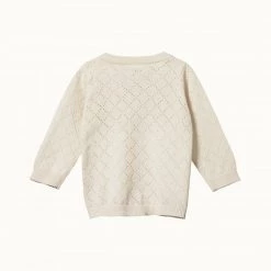 Nature Baby Sale Light Cotton Knit Cardigan - Natural Diamond Knit