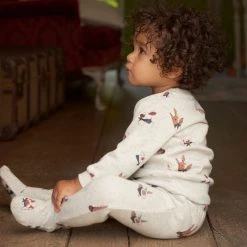 Nature Baby Emerson Sweater - Bunny Garden Light Grey Marl Print Sale