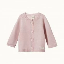 Nature Baby Sale Merino Knit Cardigan - Rose Bud