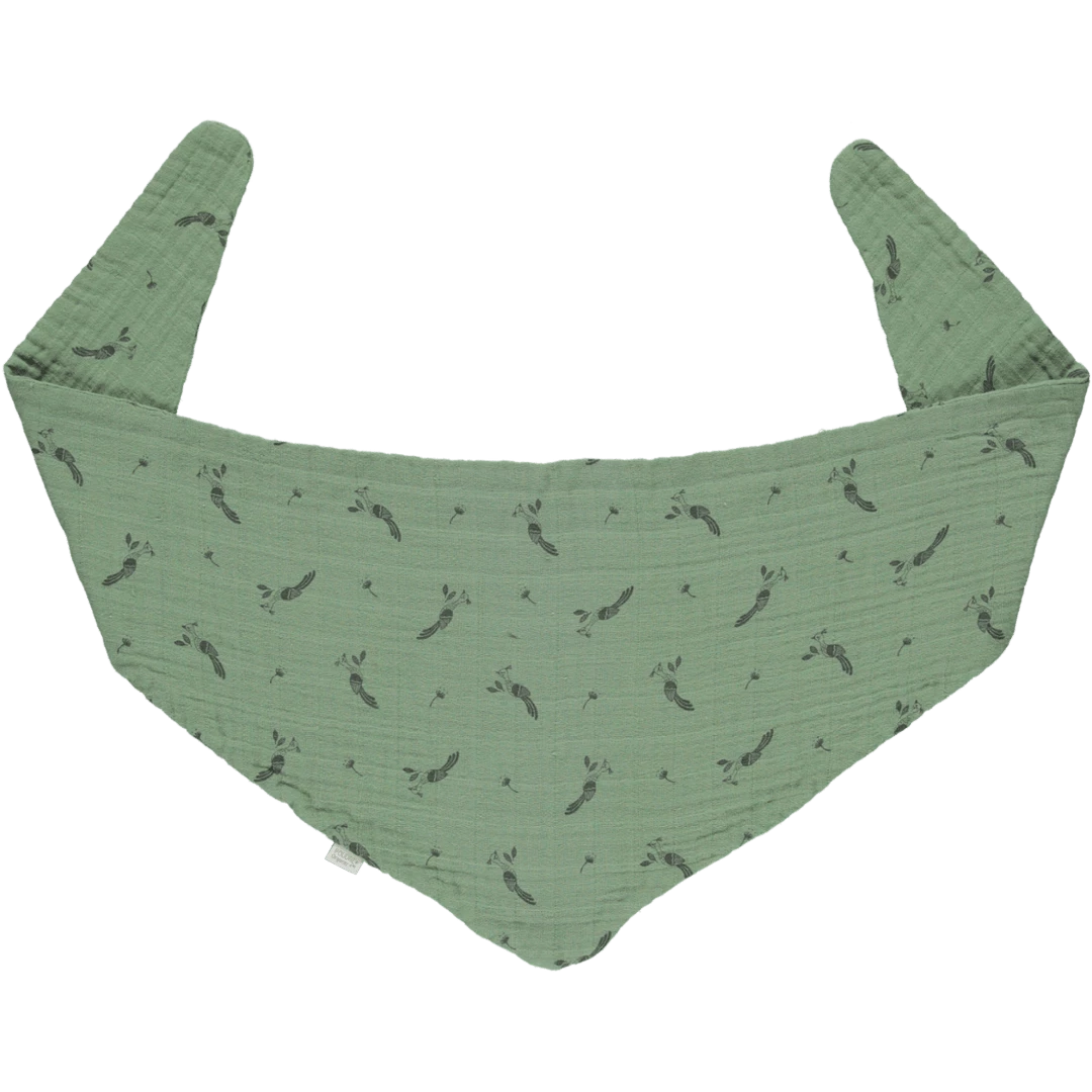 Poudre Organic Accessories Organic Muslin Menthe Scarf - Oil Green Peacock Motif 4 Poudre Organic Accessories Organic Muslin Menthe Scarf - Oil Green Peacock Motif
