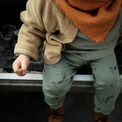 Poudre Organic Leggings & Pants Organic Cotton Leggings - Oil Green Peacock Motif 7 Poudre Organic Leggings & Pants Organic Cotton Leggings - Oil Green Peacock Motif