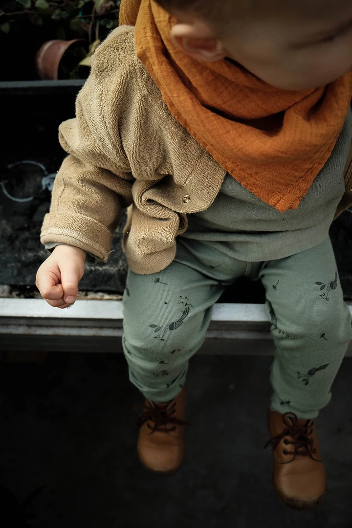 Poudre Organic Leggings & Pants Organic Cotton Leggings - Oil Green Peacock Motif 5 Poudre Organic Leggings & Pants Organic Cotton Leggings - Oil Green Peacock Motif