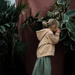 Poudre Organic Organic Cotton Long Button Skirt - Oil Green Dresses & Skirts